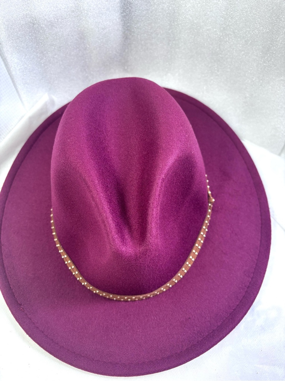 INC International Concepts Double Stud Panama Hat. Burgundy/Gold.Color:Wine.